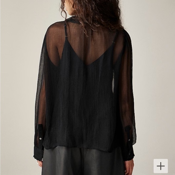 NWOT j crew Ruffle button-up shirt in crinkle chiffon - Picture 3 of 6